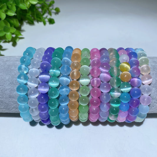 8mm Aura Selenite Bracelet Crystal Healing Bulk Wholesale