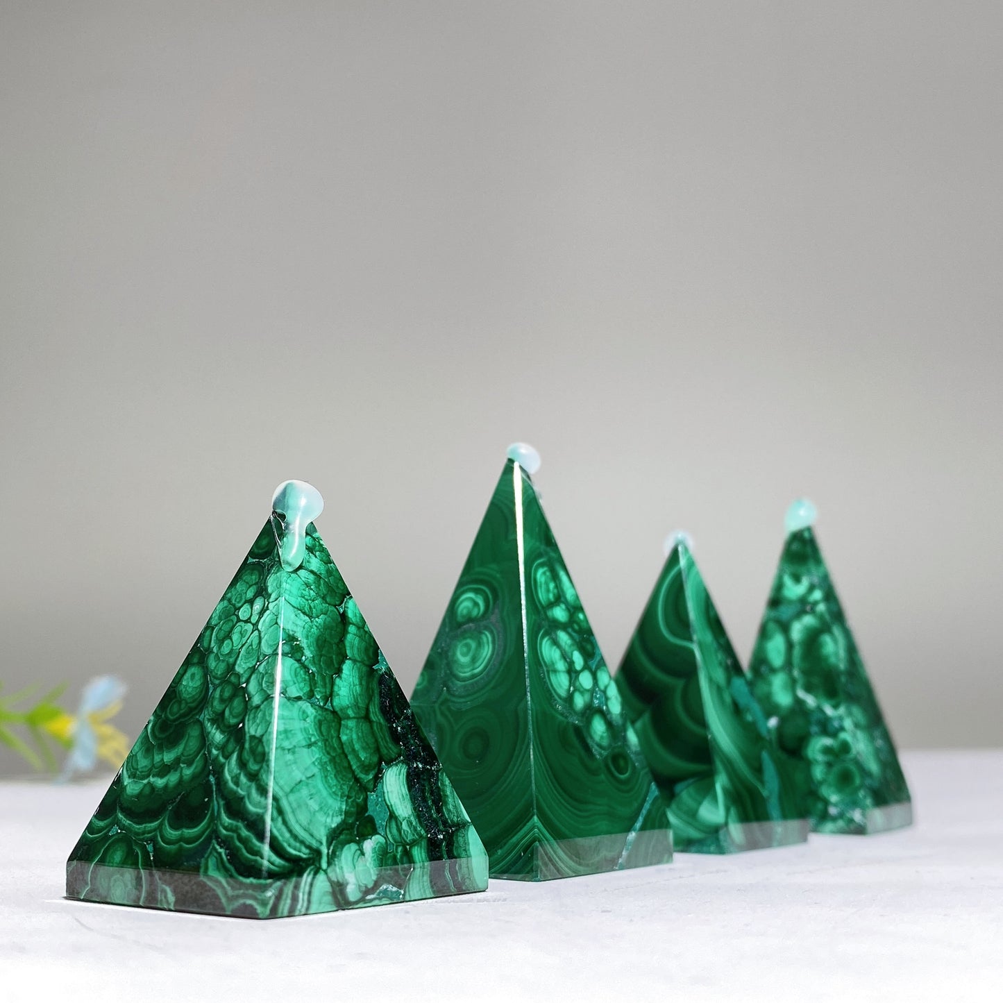 1.4"-2.0" Malachite Pyramid Carving Bulk Wholesale