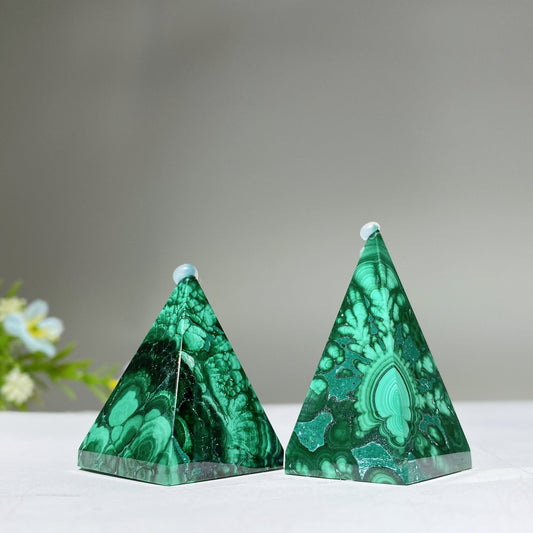 1.4"-2.0" Malachite Pyramid Carving Crystal Healing Bulk Wholesale