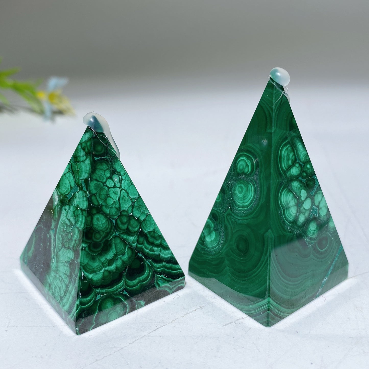 1.4"-2.0" Malachite Pyramid Carving Bulk Wholesale