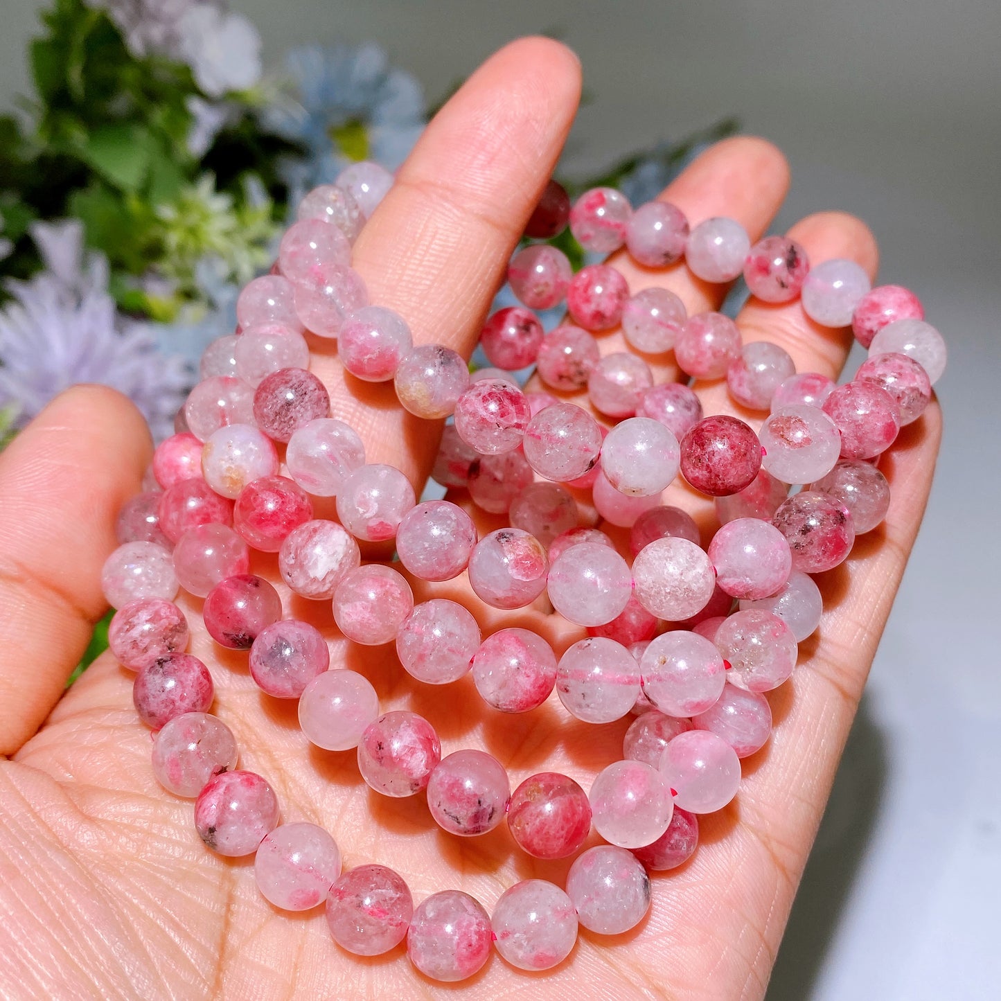 6-8mm Sakura Rhodonite Bracelet Crystal Healing Bulk Wholesale