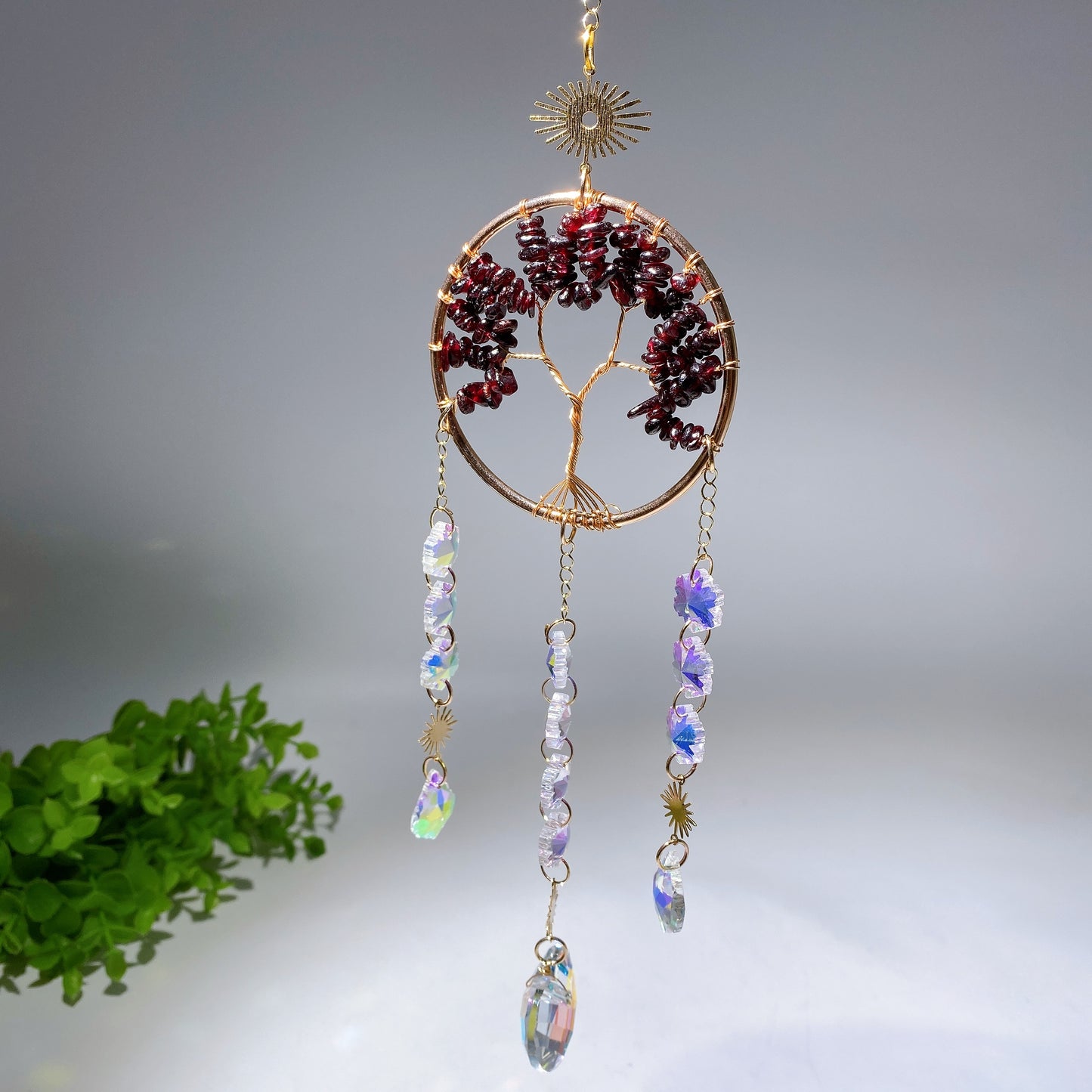 Crystal Chips Golden Life Tree Suncatcher Crystal Healing Bulk Wholesale