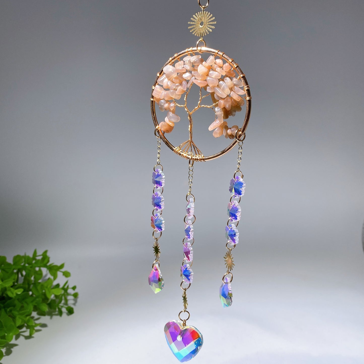 Crystal Chips Golden Life Tree Suncatcher Crystal Healing Bulk Wholesale