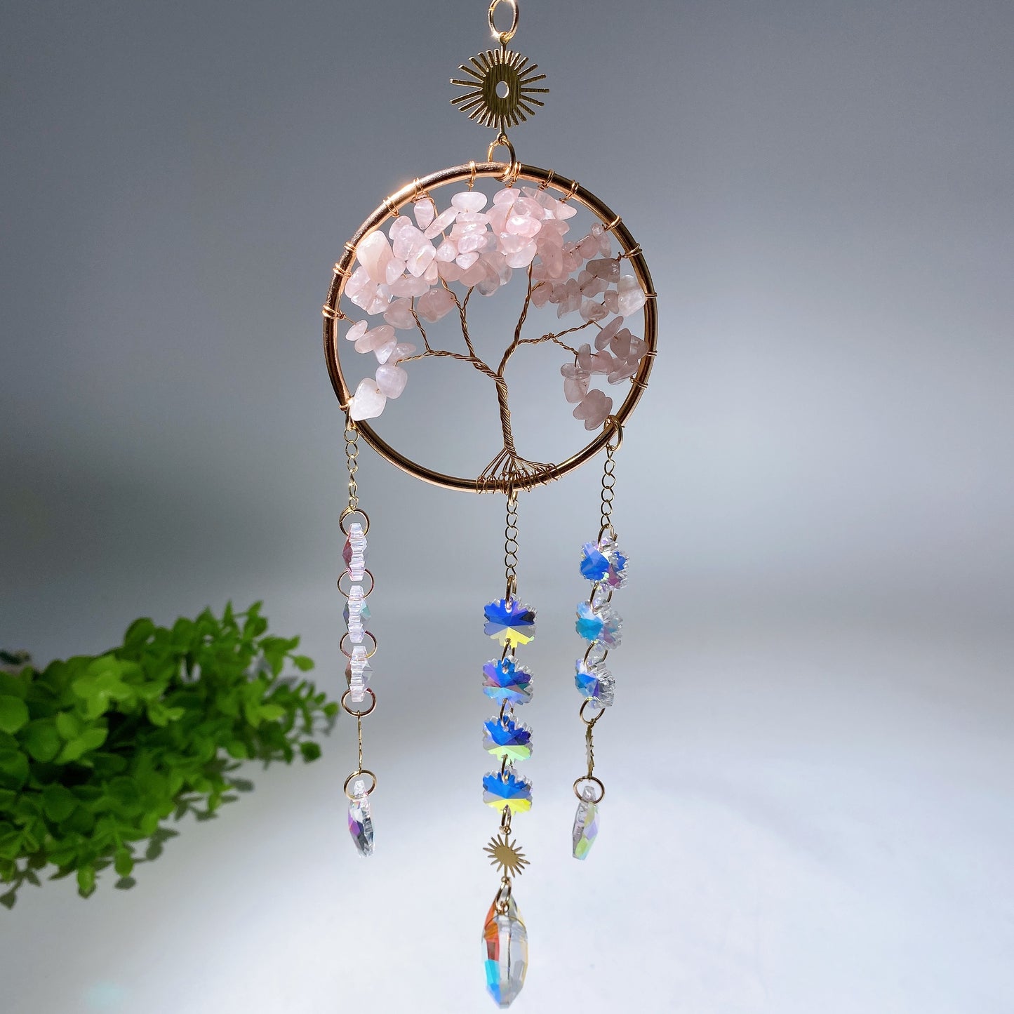 Crystal Chips Golden Life Tree Suncatcher Crystal Healing Bulk Wholesale