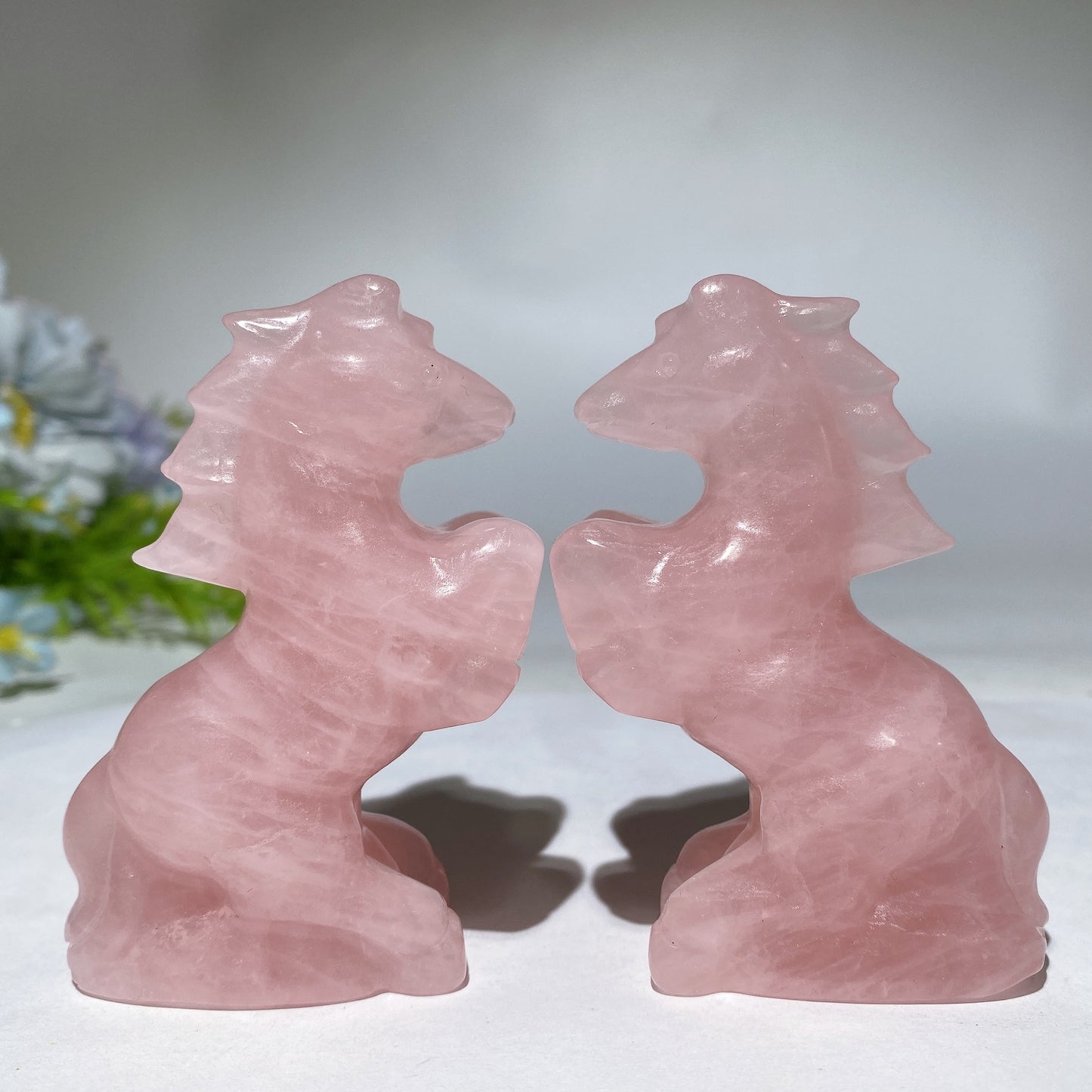 3.3" Rose Quartz Horse Carving Valentine's Day Gift Crystal Healing Bulk Wholesale
