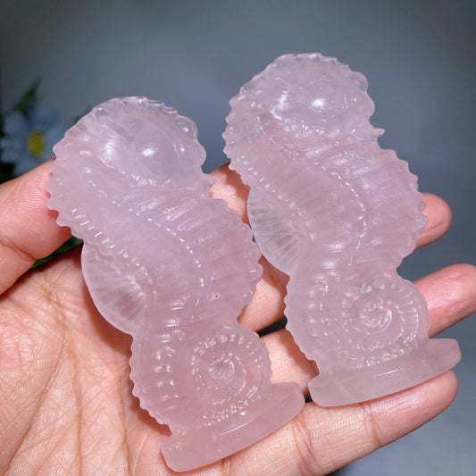 3.2" Rose Quartz Hippocampus Carving Valentine's Day Gift Crystal Healing Bulk Wholesale
