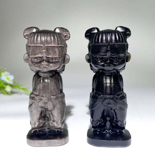 3.5" Obsidian Nezha Carving Bulk Wholesale