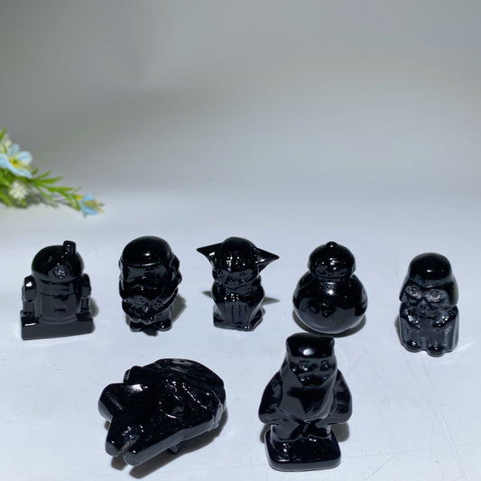 1.4" Black Obsidian Star Wars Carving Bulk Wholesale