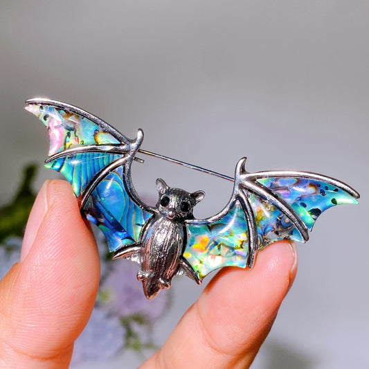 Abalone Shell Bat Shape Pendant Brooch Crystal Healing Bulk Wholesale