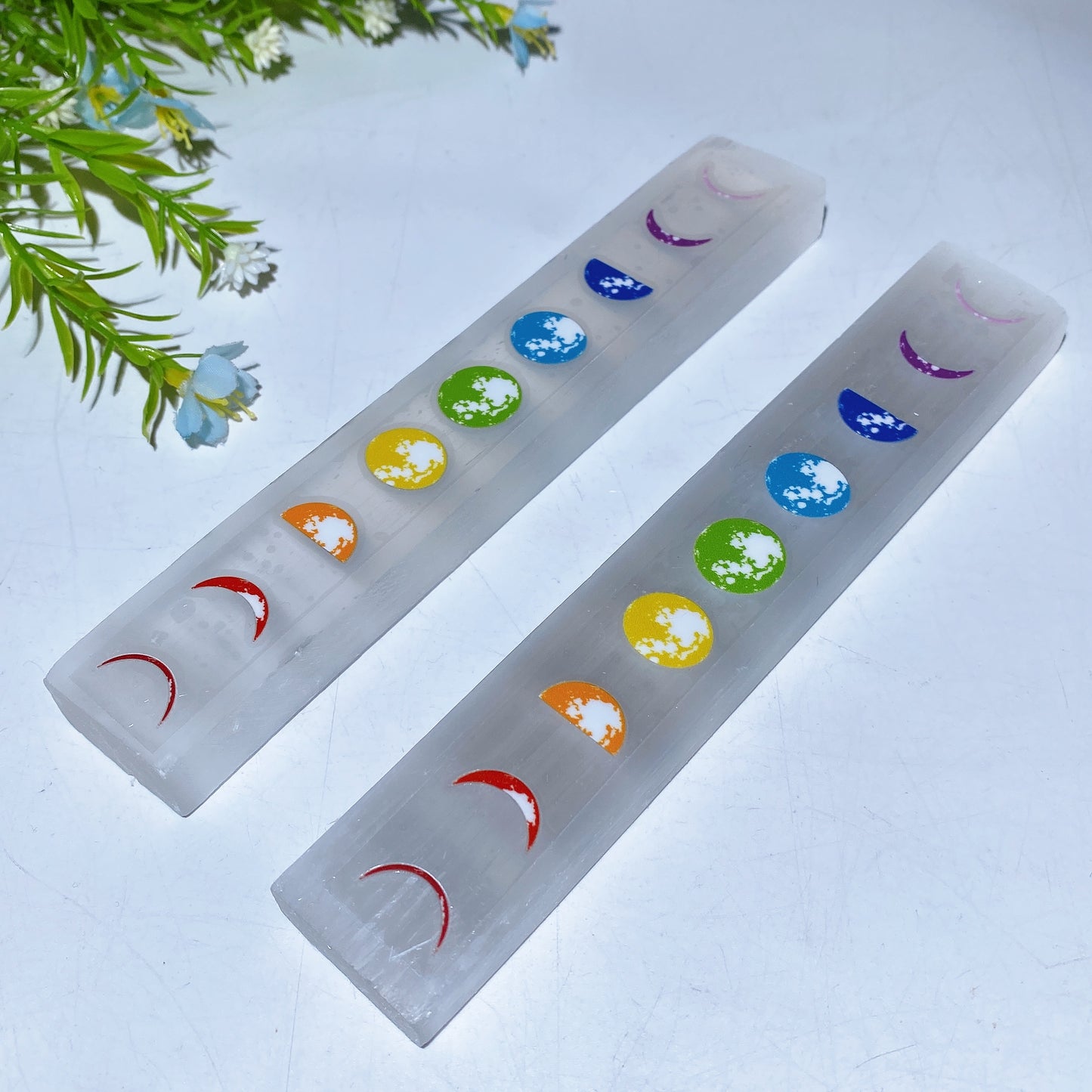 18cm Selenite Wand with Chakra Moon Sticker Crystal Healing Bulk Wholesale