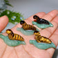 1.3" Crystal Silkworm on Green Aventurine Leaf Carving Bulk Wholesale