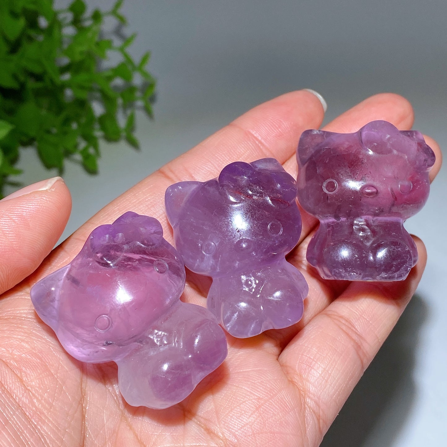 1.5" Amethyst Hello Kitty Carving Bulk Wholesale