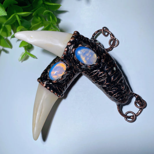 4.3" Tiger's Tooth with Opalite Pendant Bulk Wholesale