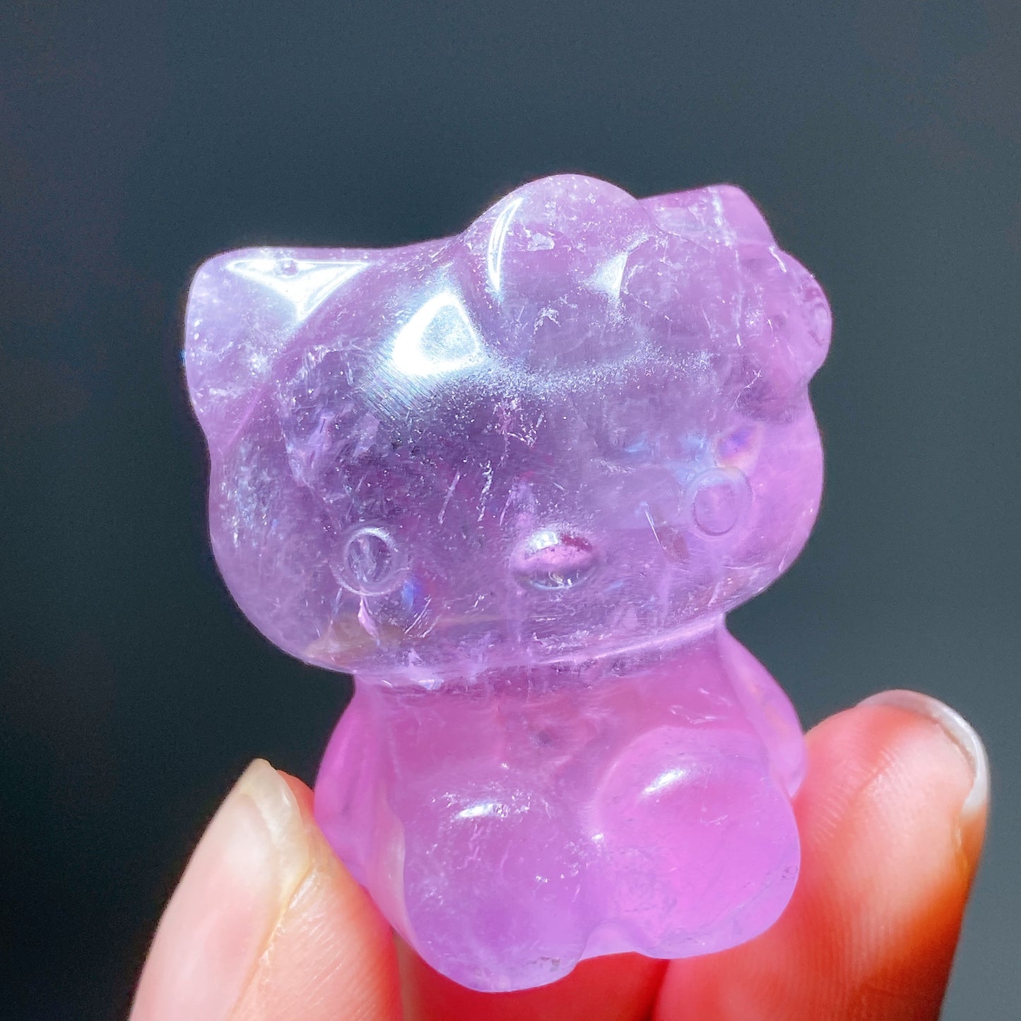 1.5" Amethyst Hello Kitty Carving Bulk Wholesale