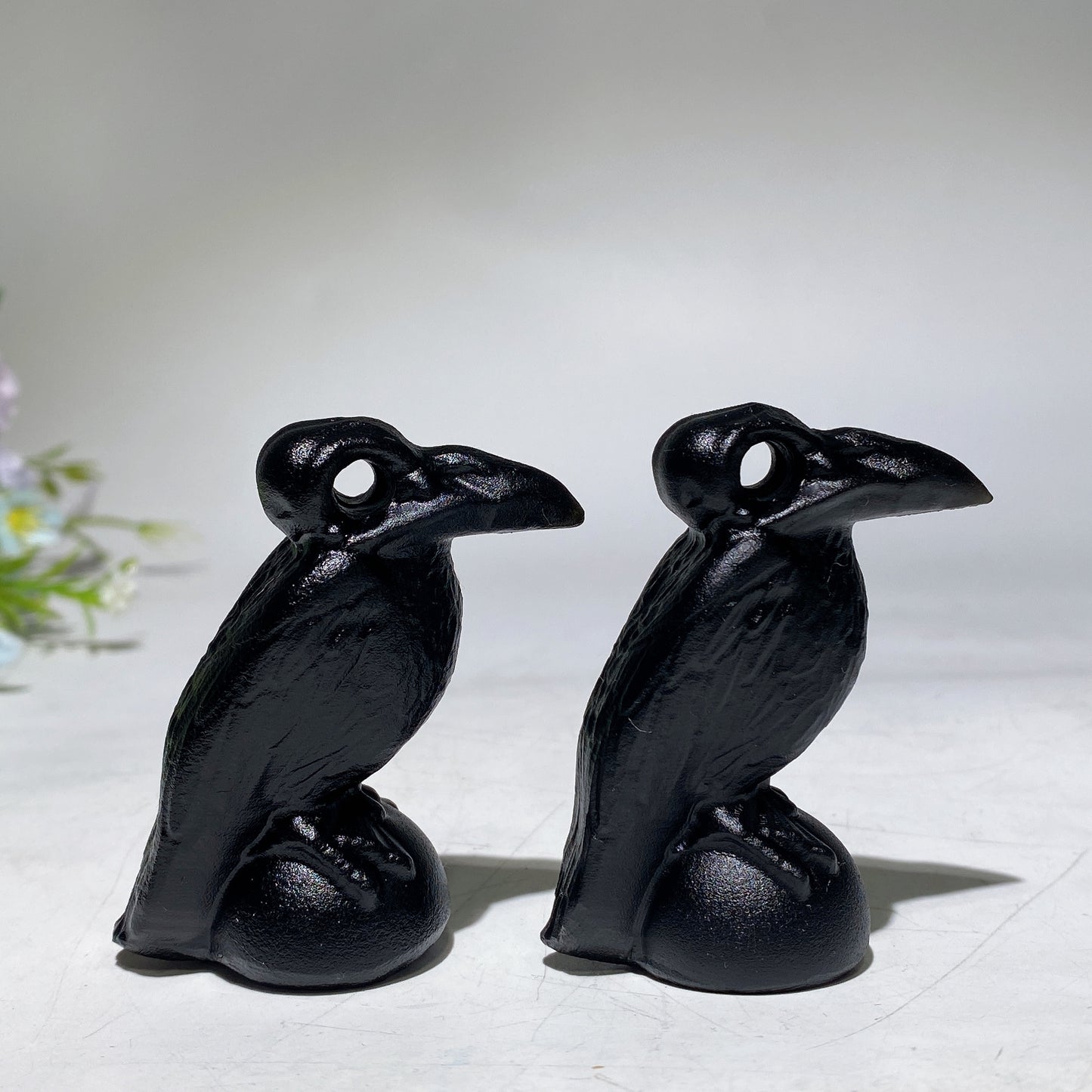 2.4" Black Obsidian Raven Carving Crystal Healing Bulk Wholesale