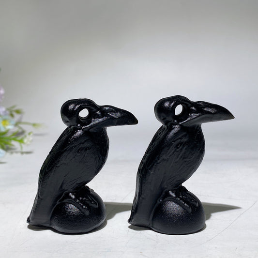 2.4" Black Obsidian Raven Carving Crystal Healing Bulk Wholesale