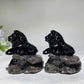 2.7" Black Obsidian Lion on Yooperlite Carving Crystal Healing Bulk Wholesale