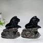 2.7" Black Obsidian Lion on Yooperlite Carving Crystal Healing Bulk Wholesale