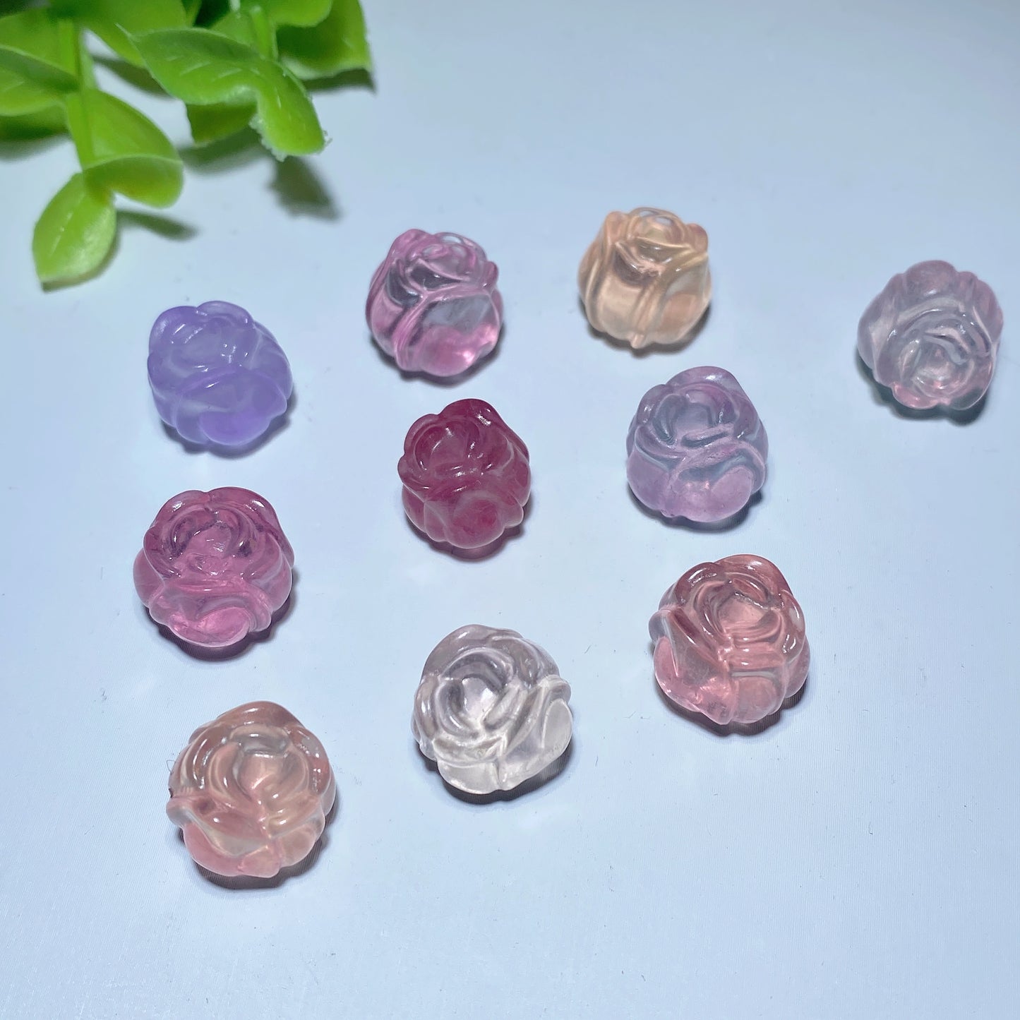 Mini Fluorite Rose Flower Carvings for Jewelry DIY Crystal Healing Bulk Wholesale