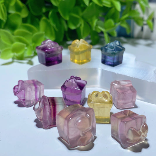 Mini Fluorite Gift-box Carvings for Jewelry DIY Bulk Wholesale
