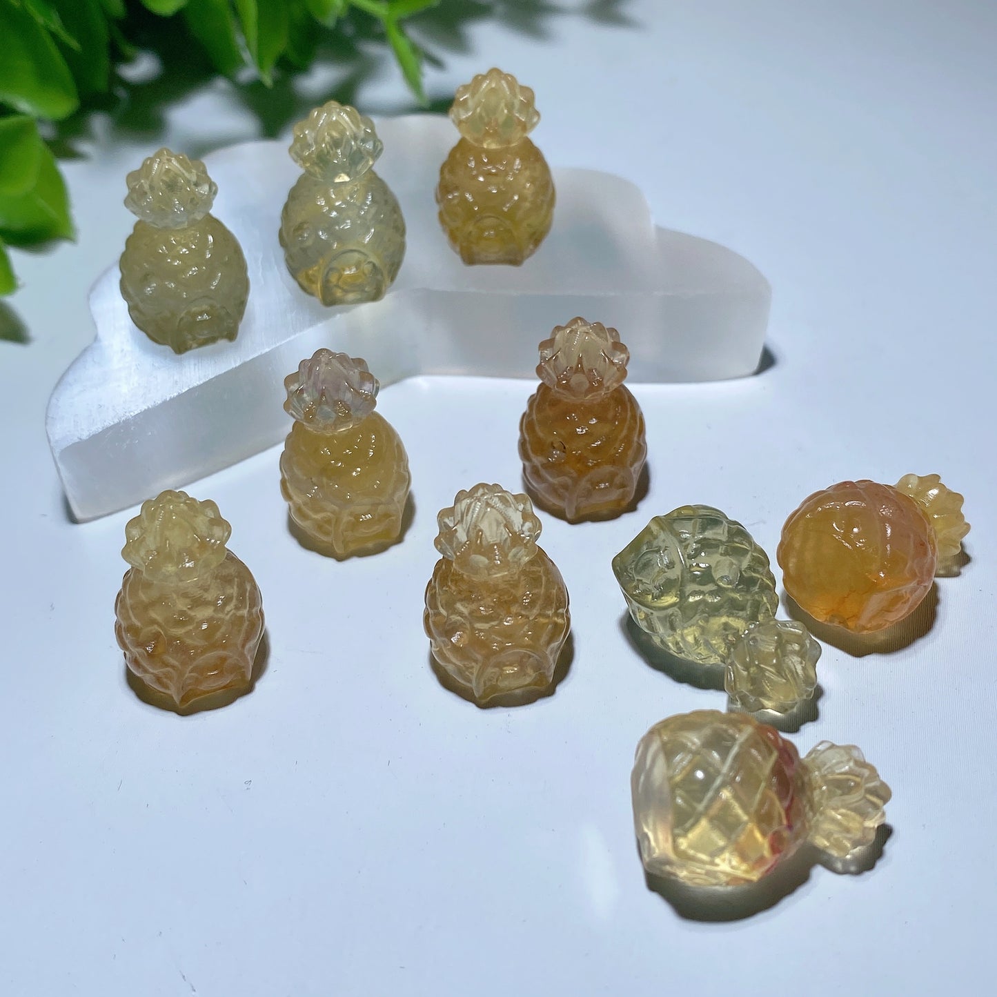 Yellow Fluorite Pinaple House Carvings Crystal Healing Bulk Wholesale