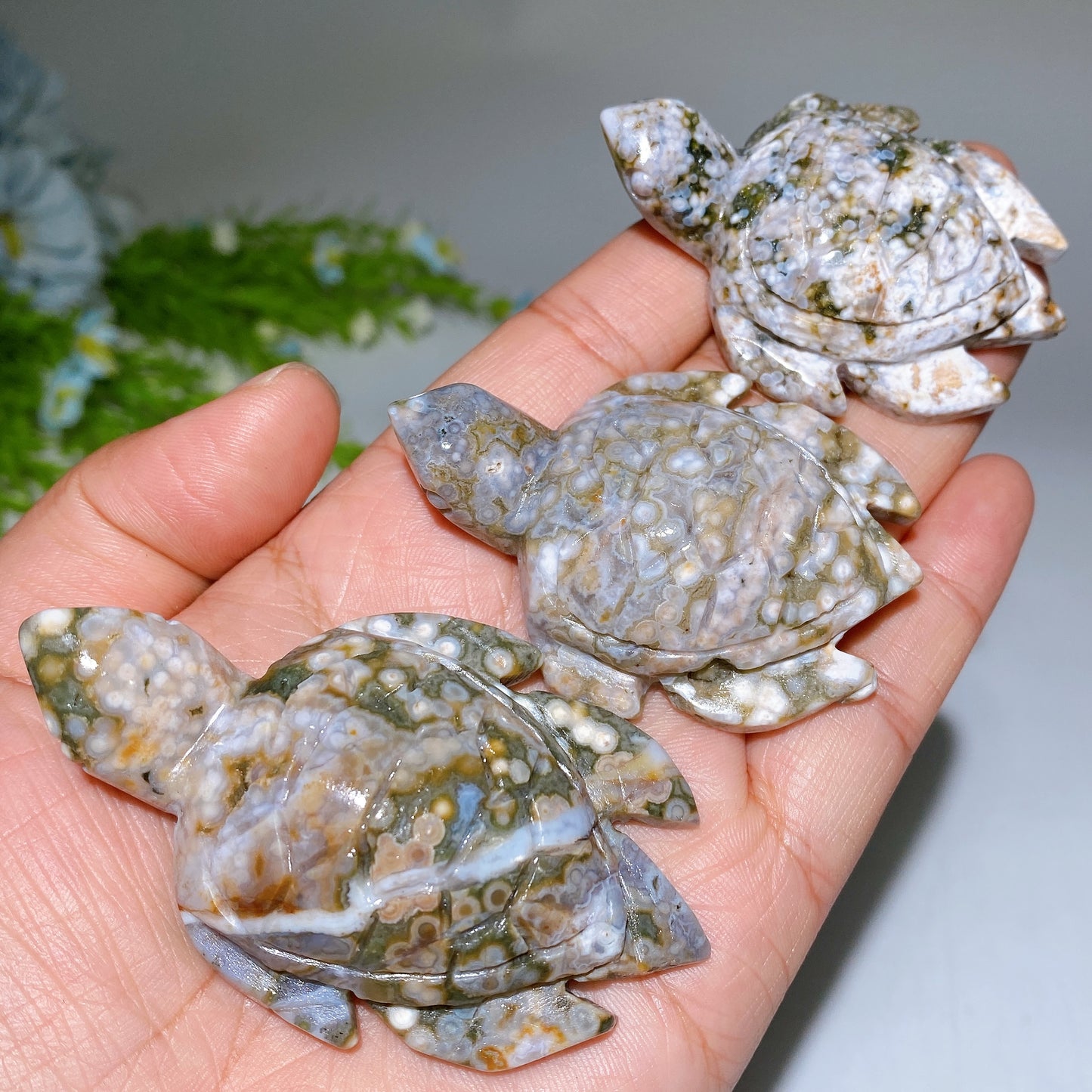 2.1"-3.0" The 8th Ocean Jasper Turtle Carving Crystal Healing Bulk Wholesale