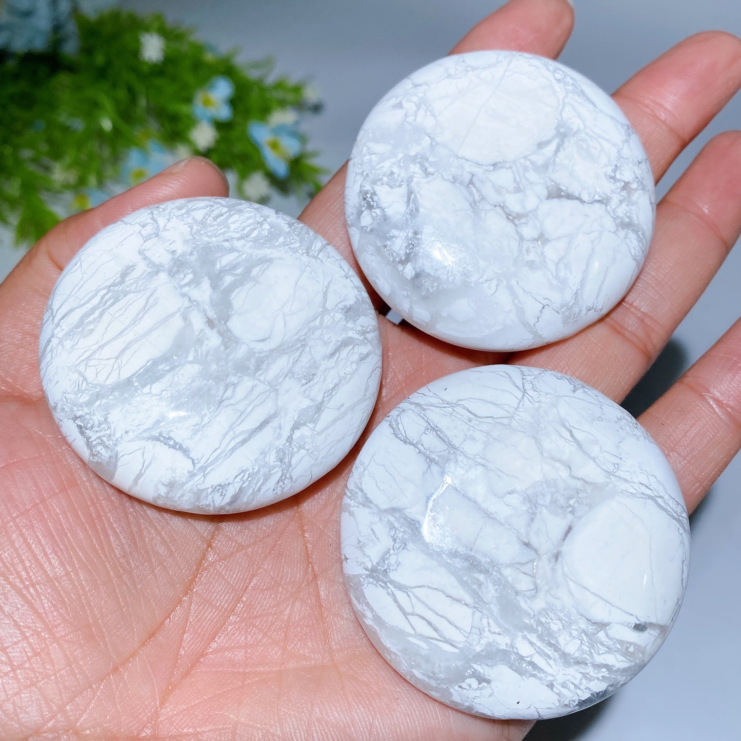 2.0" Howlite Round Palm Bulk Wholesale