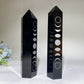 19-21cm Black Obsidian Tower with Silver Printing Moon Crystal Healing Bulk Wholesale