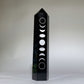 19-21cm Black Obsidian Tower with Silver Printing Moon Bulk Wholesale