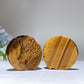 1.6" Yellow Tiger Eye Wolf Head Round Slab Carving Crystal Healing Bulk Wholesale