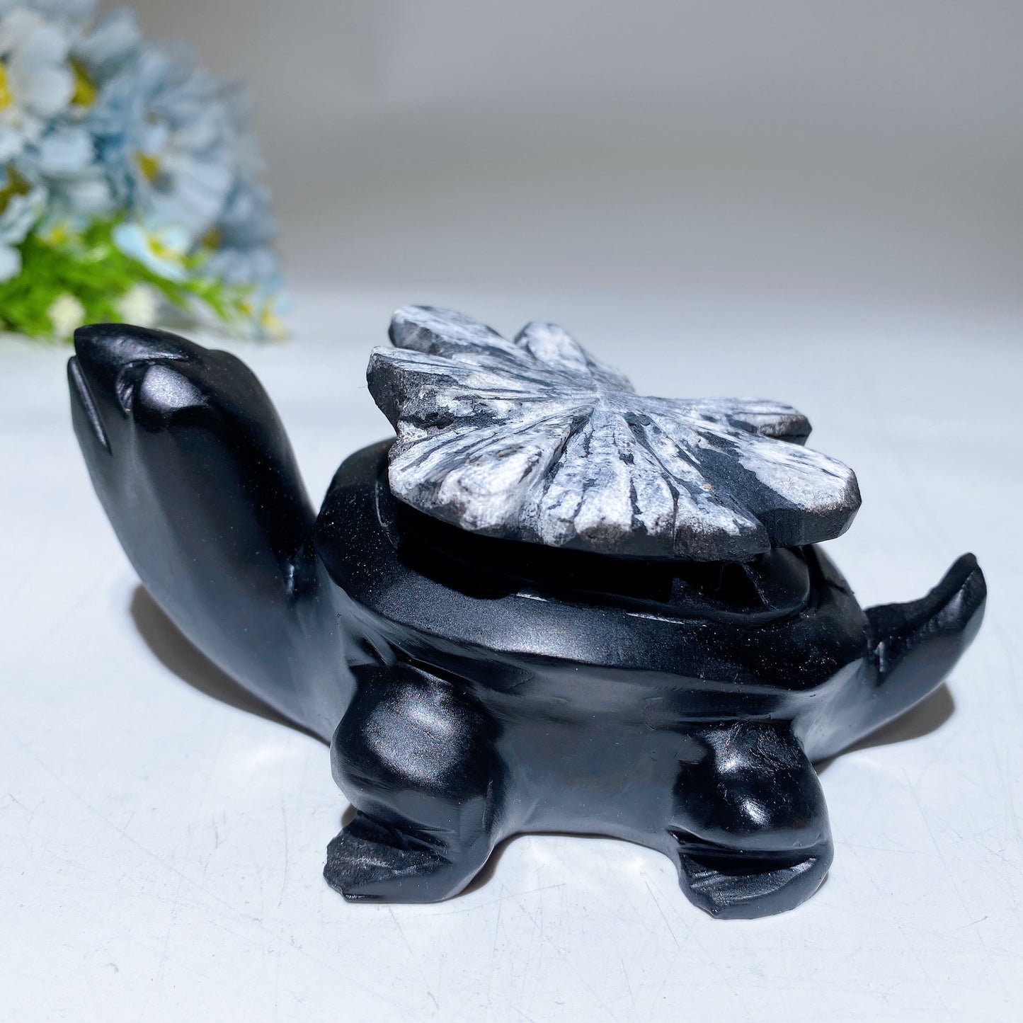 4.6" Chrysanthemum Turtle Carving Bulk Wholesale