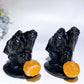 3.4" Black Obsidian Witch with Orange Calcite Pumpkin Lamp Carving Crystal Healing Bulk Wholesale