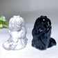 2.1" Howlite Black Obsidian Dog Carving Crystal Healing Bulk Wholesale