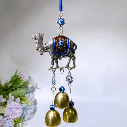 30cm Metal Camel Chime with Evil's Eyes Hanging Ornament Crystal Healing Bulk Wholesale