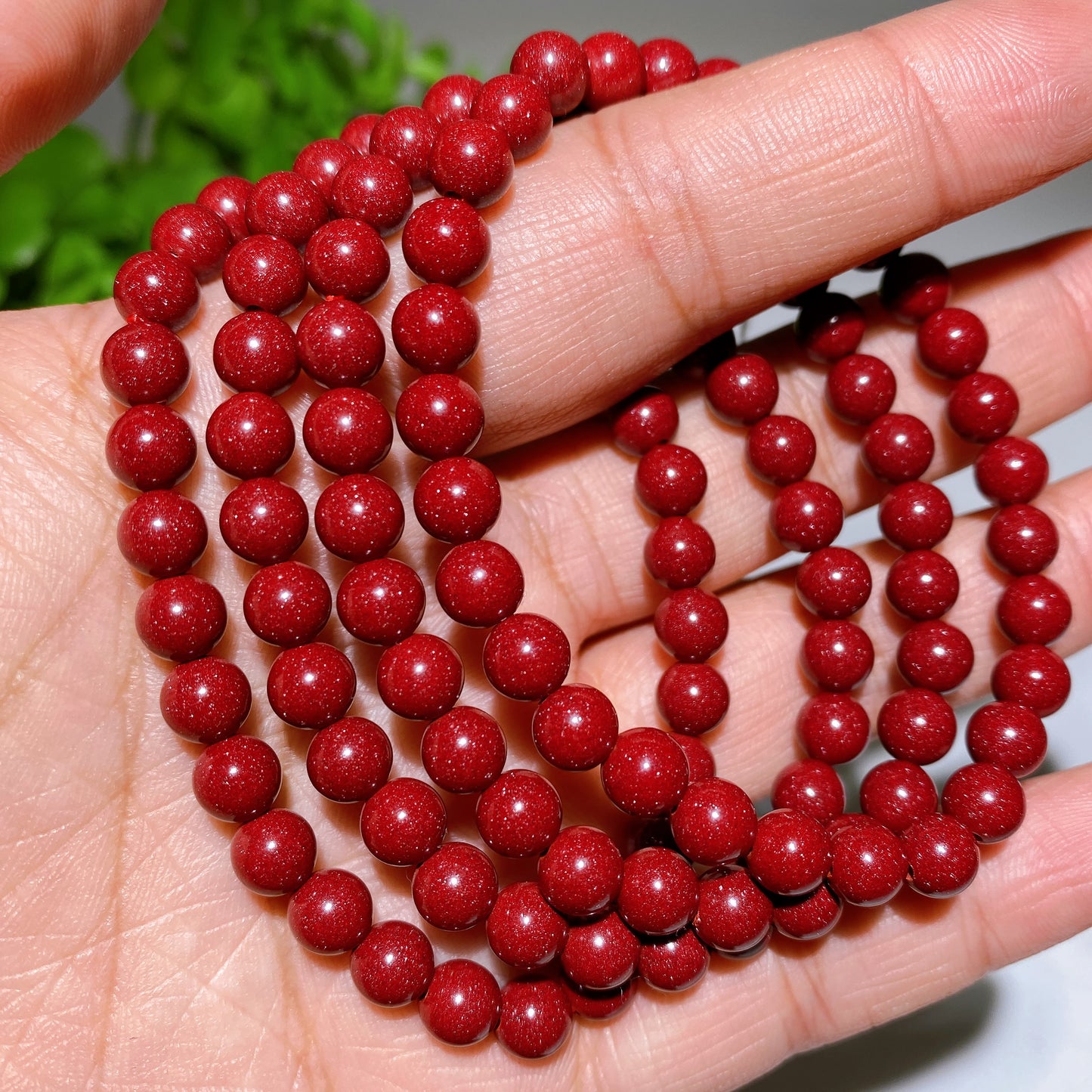 Cinnabar Bracelet Keyring Drilled Beads for Jewelry DIY Crystal Healing Bulk Wholesale