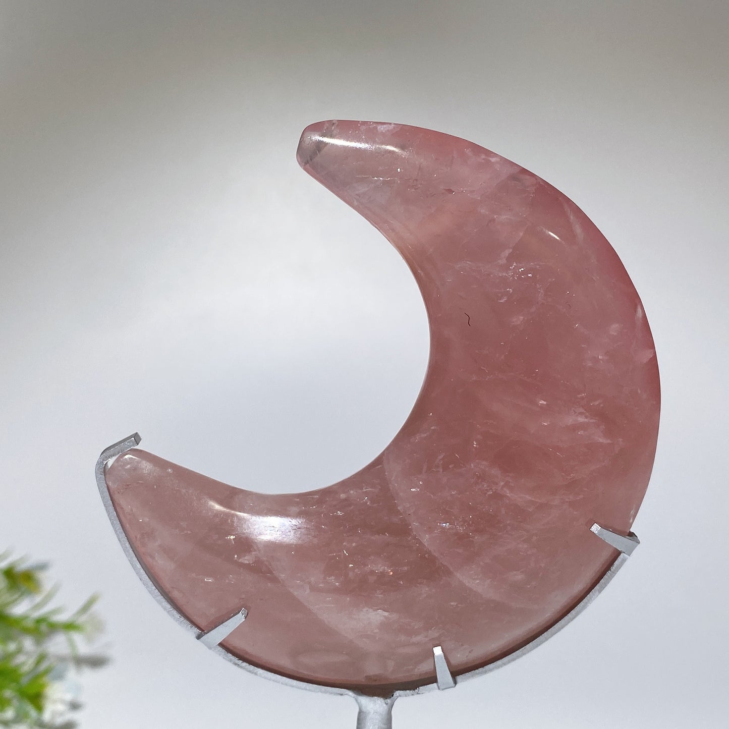 3.5" Rose Quartz Moon Carving with Stand Crystal Healing Bulk Wholesale