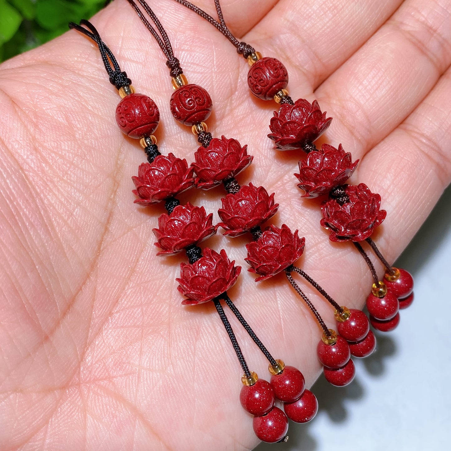 Cinnabar Bracelet Keyring Drilled Beads for Jewelry DIY Crystal Healing Bulk Wholesale