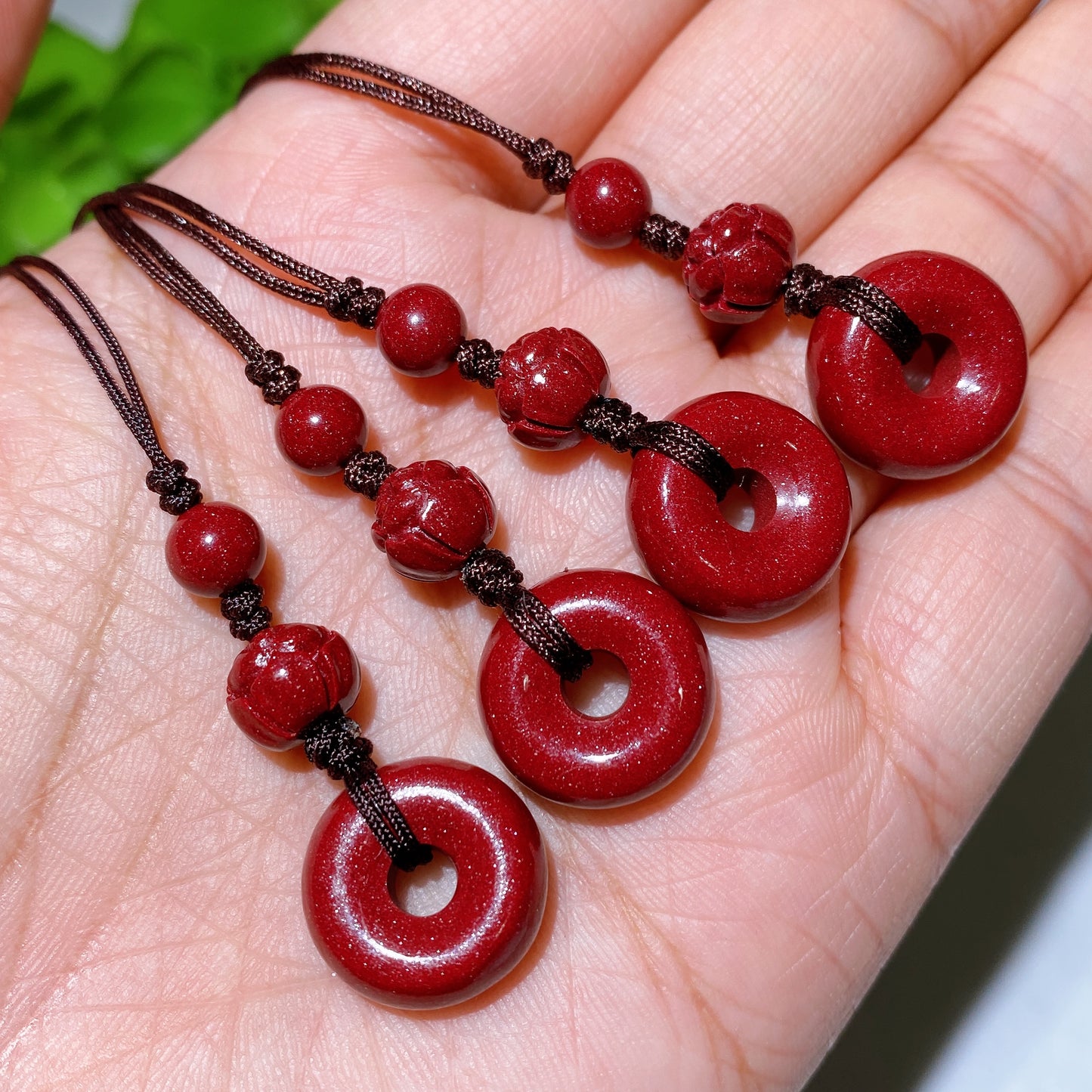 Cinnabar Bracelet Keyring Drilled Beads for Jewelry DIY Bulk Wholesale