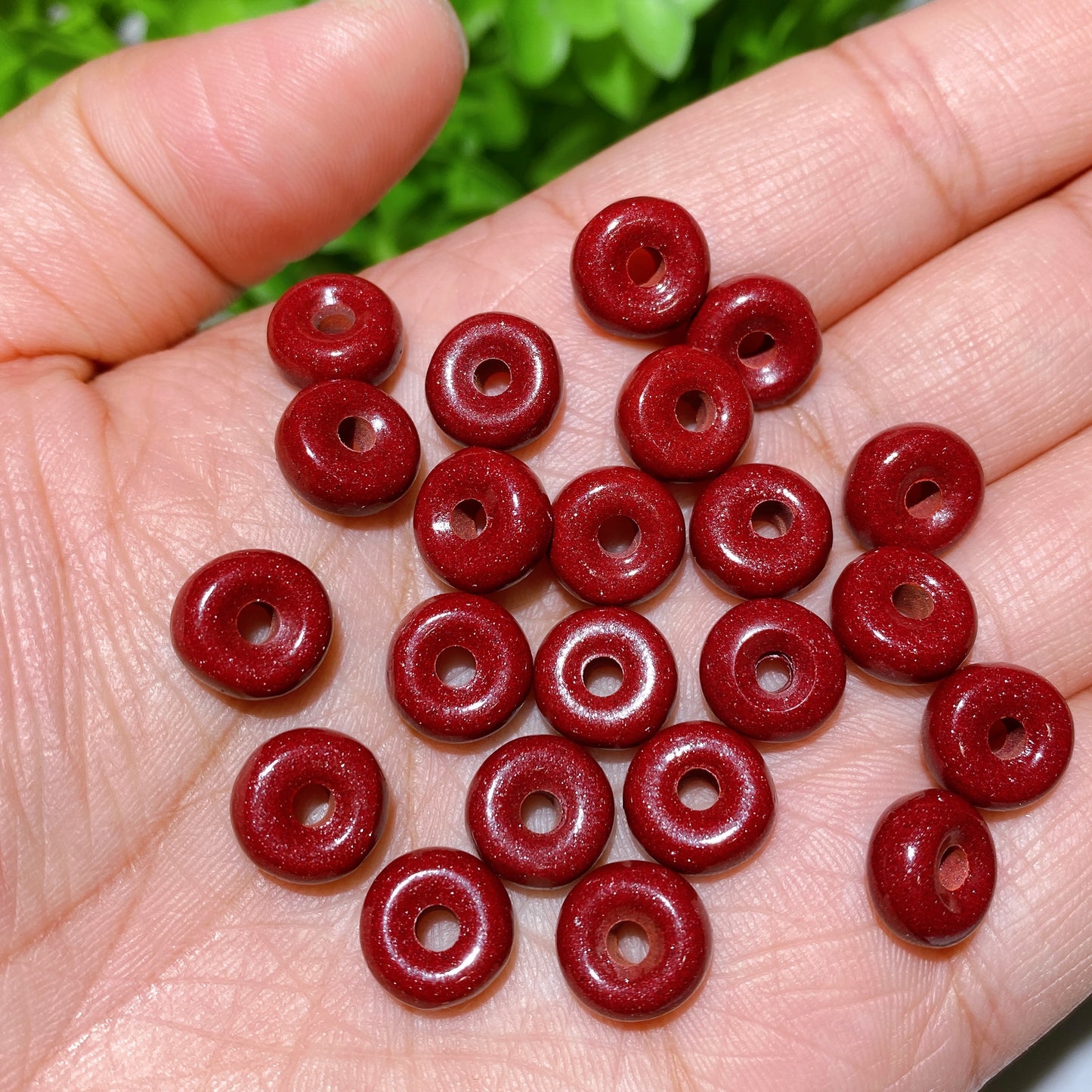 Cinnabar Bracelet Keyring Drilled Beads for Jewelry DIY Crystal Healing Bulk Wholesale