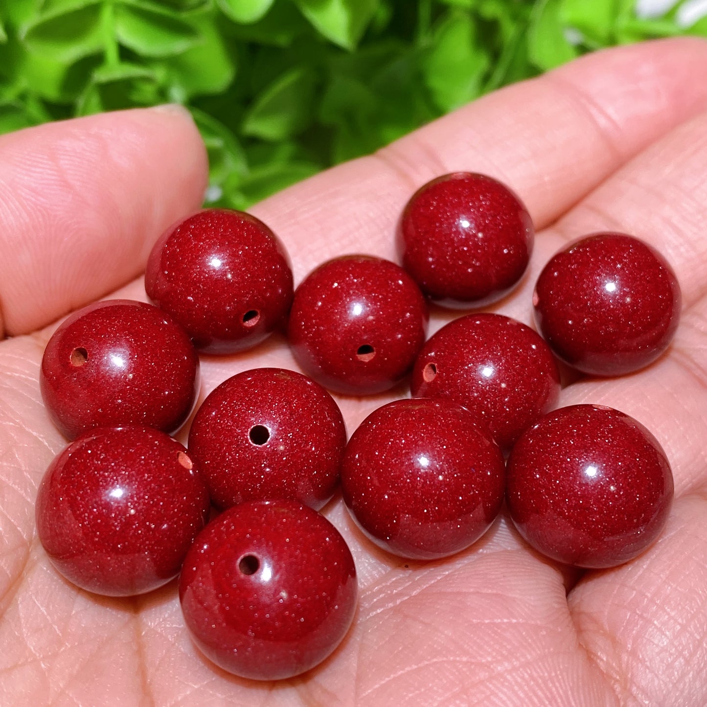 Cinnabar Bracelet Keyring Drilled Beads for Jewelry DIY Crystal Healing Bulk Wholesale