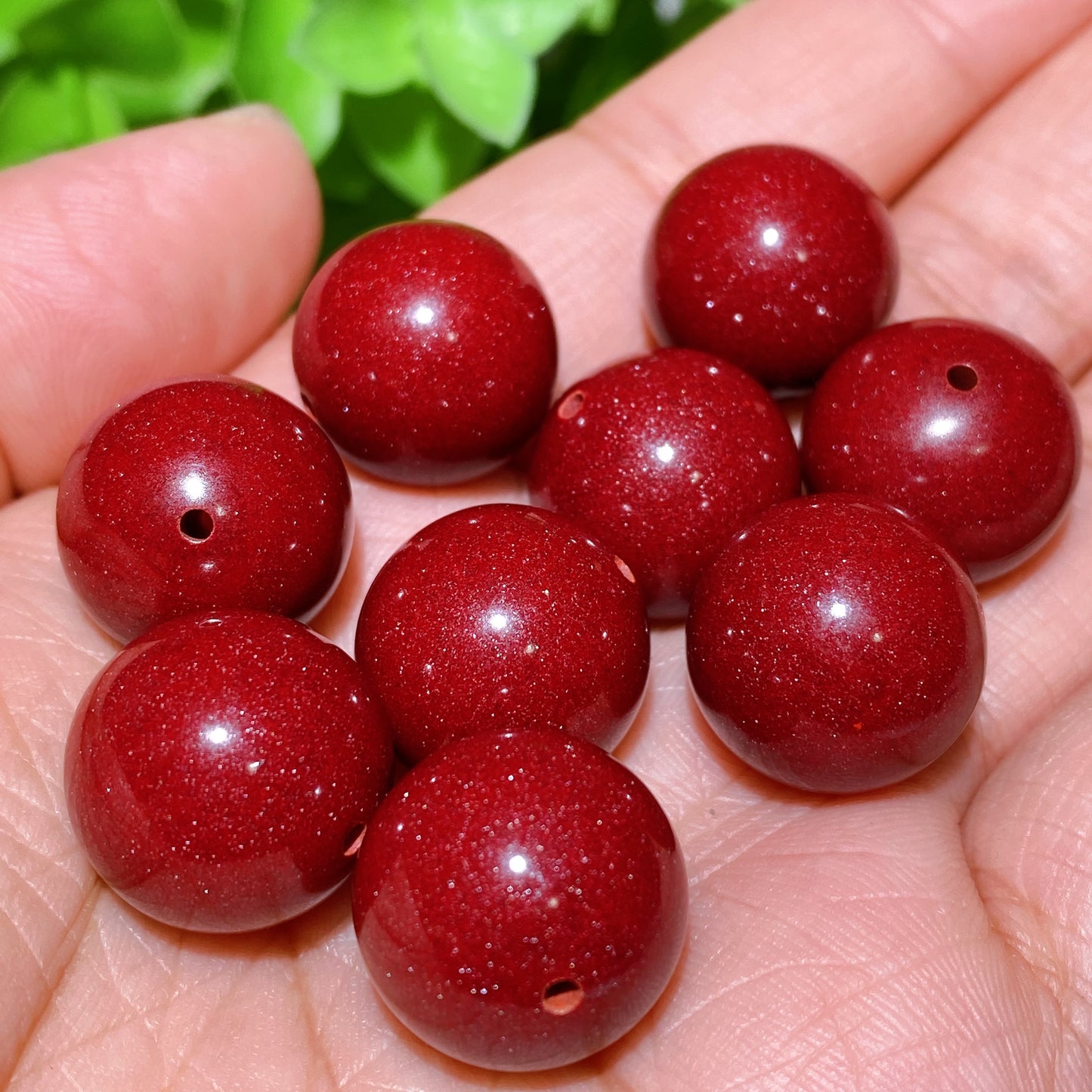 Cinnabar Bracelet Keyring Drilled Beads for Jewelry DIY Bulk Wholesale