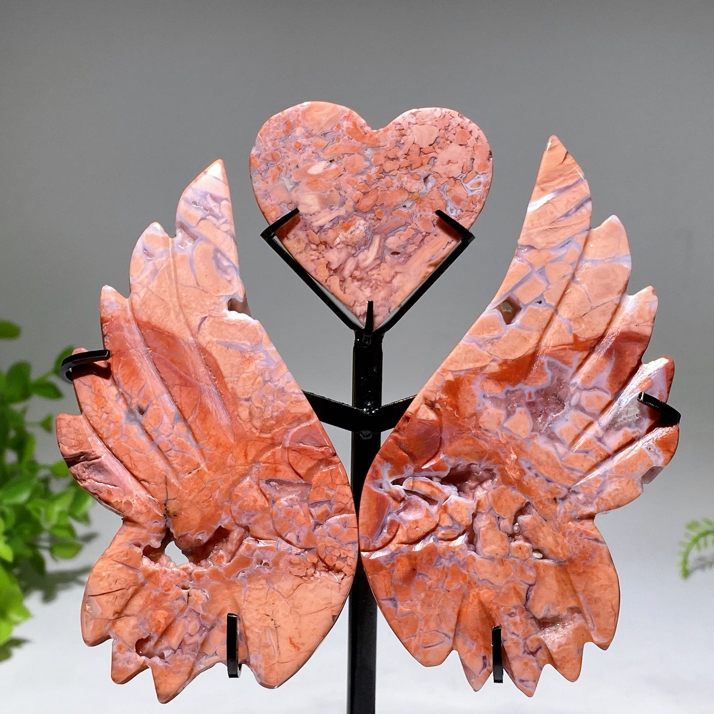 18cm Crystal Heart Wings Carving with Stand Crystal Healing Bulk Wholesale
