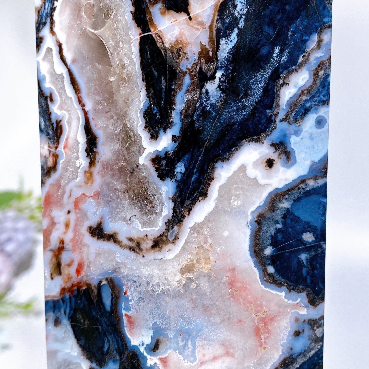 32cm Large Unique Druzy Black Banded Agate In Quartz Tower Crystal Healing Bulk Wholesale