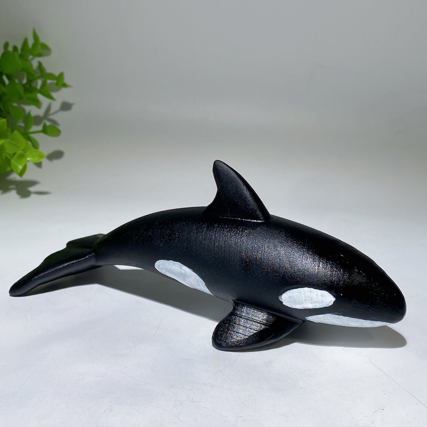 5.9" Black Obsidian Killer Whale Carving Crystal Healing Bulk Wholesale
