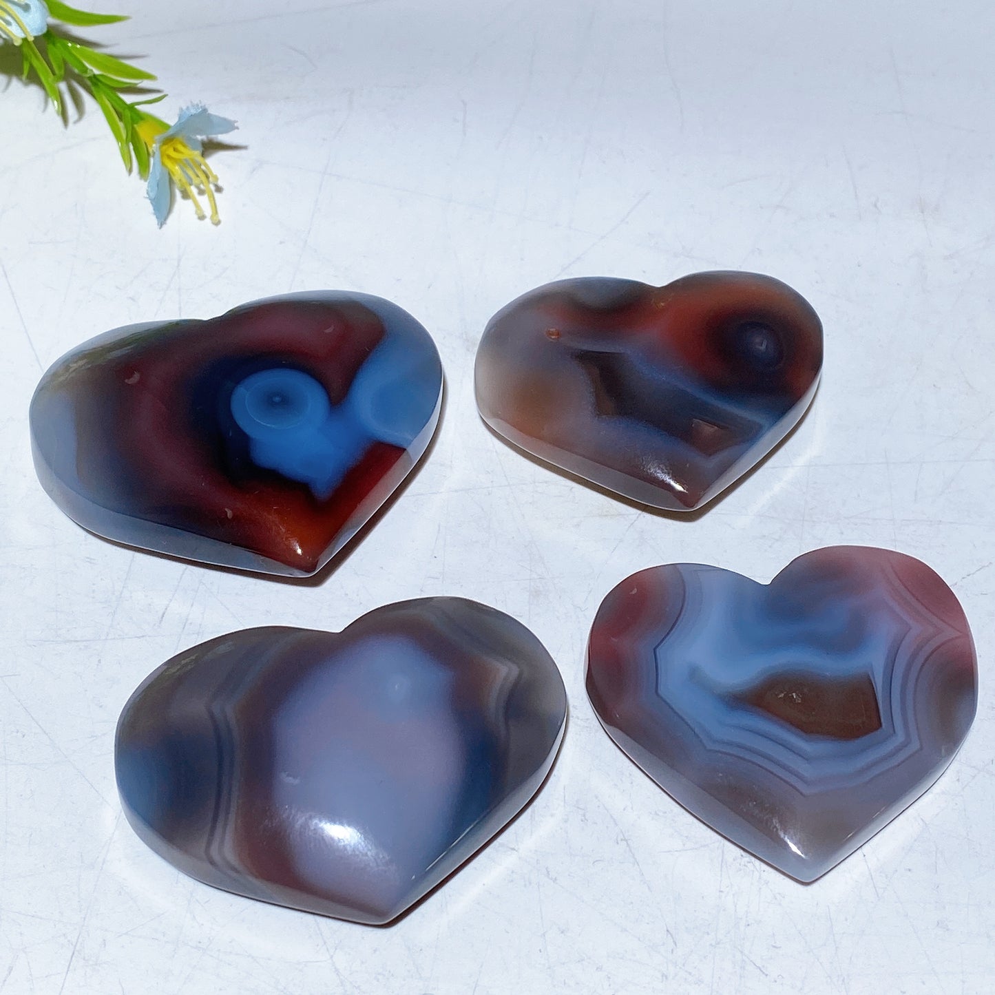 1.6"-2.5" Botswana Agate Heart Carving Crystal Healing Bulk Wholesale