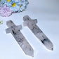 20cm Black Tourmaline In Quartz Sward Carving Crystal Healing Bulk Wholesale
