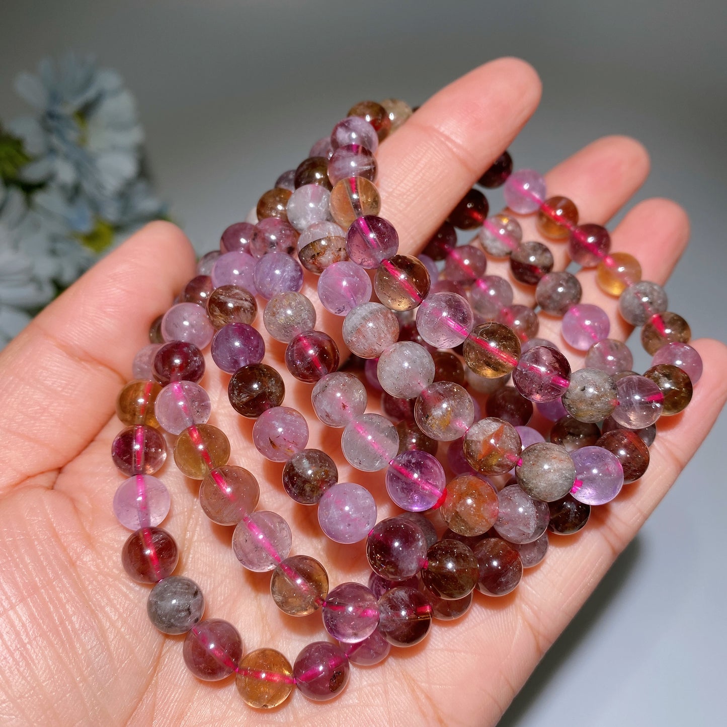 8mm 10.7mm Auralite 23 Bracelet Crystal Healing Bulk Wholesale