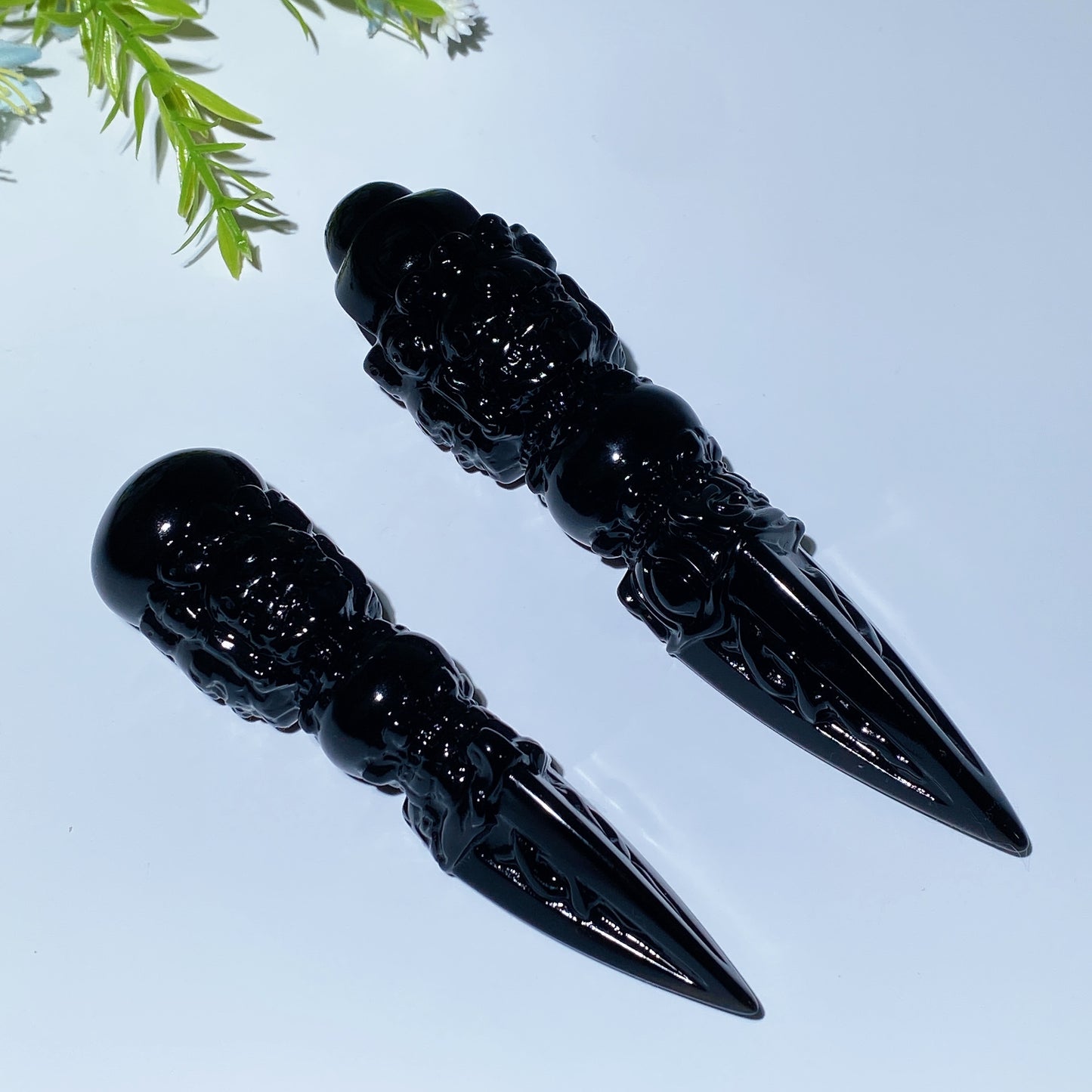 4.6"-5.9" Black Obsidian Vajra Carving Crystal Healing Bulk Wholesale