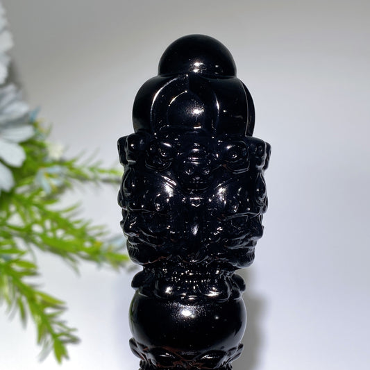 4.6"-5.9" Black Obsidian Vajra Carving Crystal Healing Bulk Wholesale