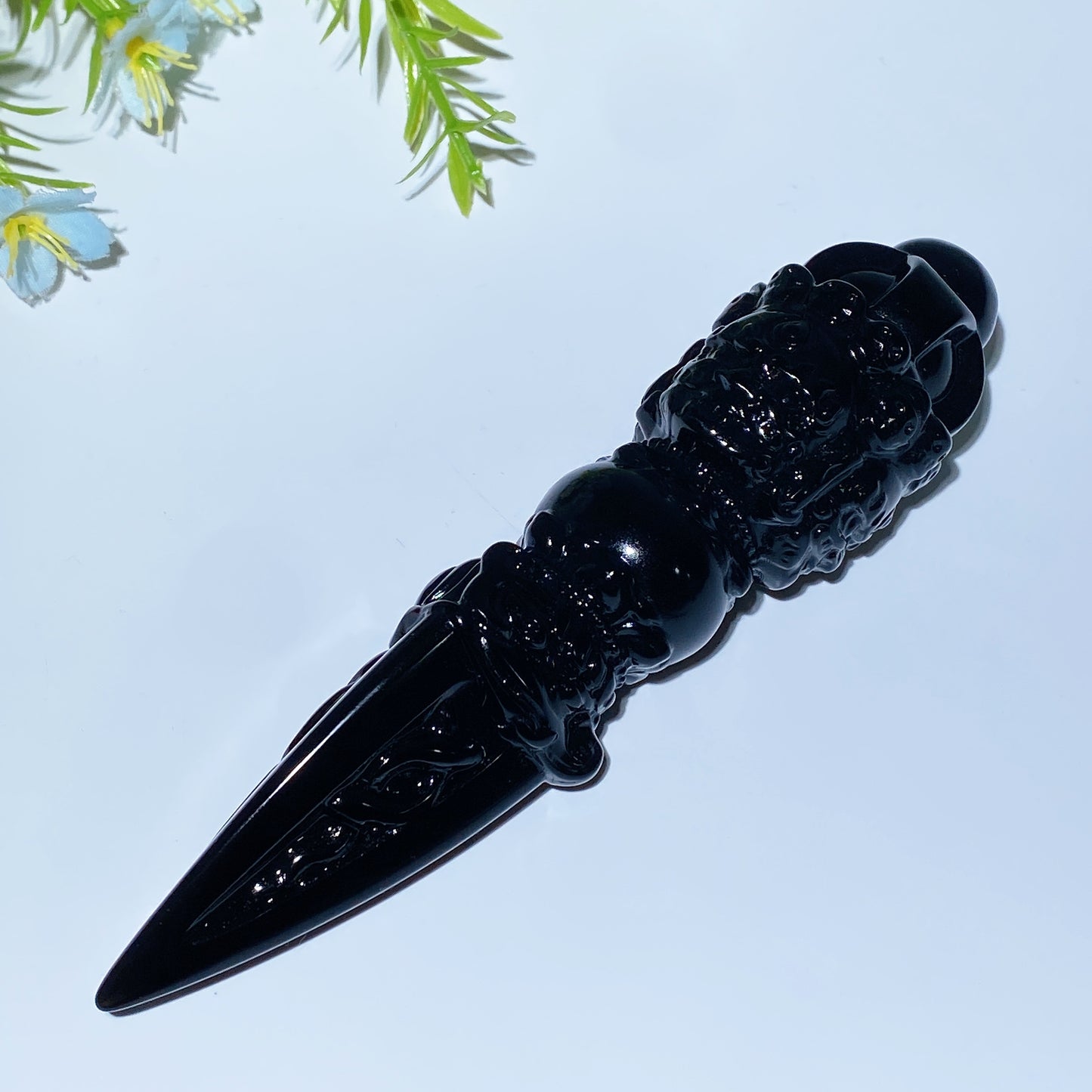 4.6"-5.9" Black Obsidian Vajra Carving Crystal Healing Bulk Wholesale